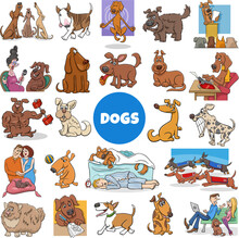 Cartoon Dogs And Puppies Comic Characters Big Set