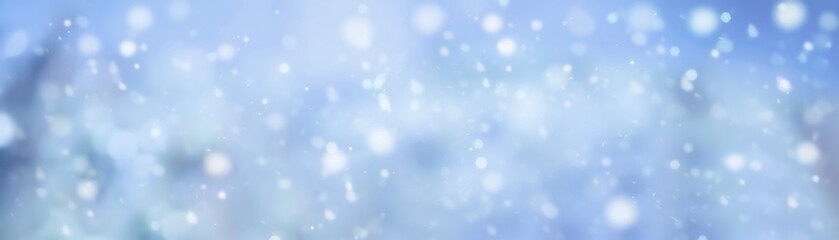 Wall Mural - blue winter background with snow texture and falling snowflakes - cold sunny winter landscape in chr