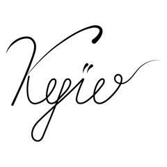 Wall Mural - Vector hand drawn Kyiv lettering in ukrainian skoropys style outline icon. Simple outline lettering illustration for logo on white background.