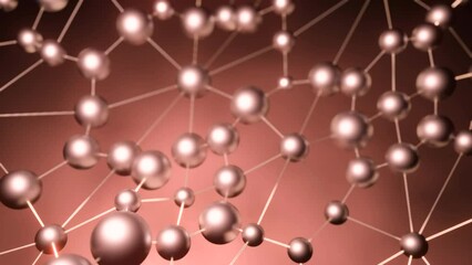 Geometric background of slowly moving spheres connected by lines. Design. Waving abstract technological spider web.