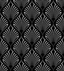 Wall Mural - Vector seamless texture. Modern geometric background with abstract dotted shapes.
