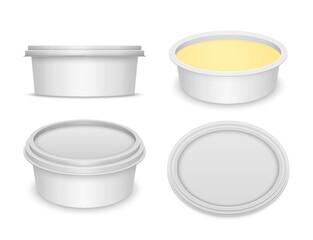 Vector white oval container for butter, margarine or cheese