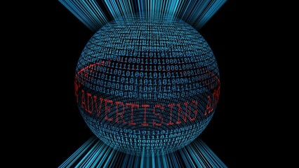 Wall Mural - Advertising on the web binary data sphere