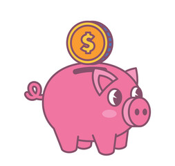 Poster - piggy bank icon. graphic element for website. financial literacy, savings and budget, passive income