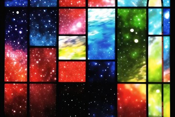 Wall Mural - stained glass universe. Generative AI Technology