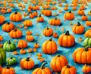beautiful, friendly pumpkin patch illustration background art