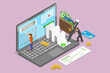 © TarikVision - 3D Isometric Flat Vector Conceptual Illustration of Payroll System, Online Income Calculator