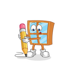 Canvas Print - window write with pencil. cartoon mascot vector