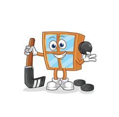 Wall Mural - window playing hockey vector. cartoon character