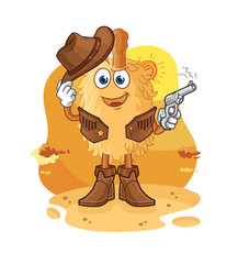 Wall Mural - feather duster cowboy with gun character vector