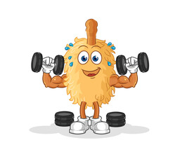 Wall Mural - feather duster weight training illustration. character vector