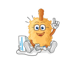 Sticker - feather duster playing video games. cartoon character