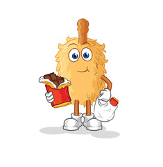 Poster - feather duster eat chocolate mascot. cartoon vector