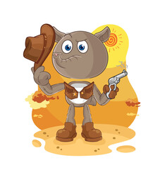 Wall Mural - tapir cowboy with gun character vector