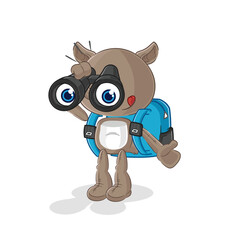 Poster - tapir with binoculars character. cartoon mascot vector