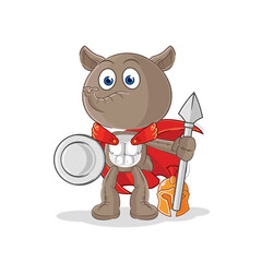 Wall Mural - tapir spartan character. cartoon mascot vector