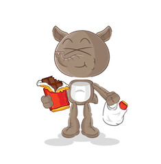 Sticker - tapir eat chocolate mascot. cartoon vector