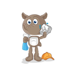 Poster - tapir cleaner vector. cartoon character