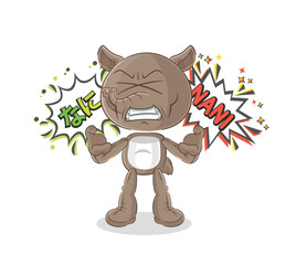 Sticker - tapir anime angry vector. cartoon character