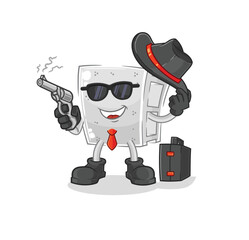 Canvas Print - concrete brick mafia with gun character. cartoon mascot vector