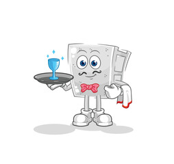 Sticker - concrete brick waiter cartoon. cartoon mascot vector