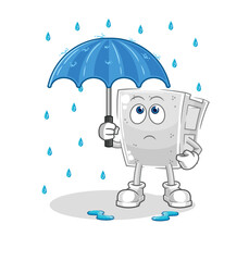 Wall Mural - concrete brick holding an umbrella illustration. character vector