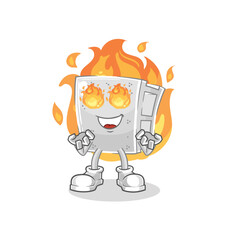 Wall Mural - concrete brick on fire mascot. cartoon vector