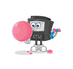 Wall Mural - ATM machine chewing gum vector. cartoon character