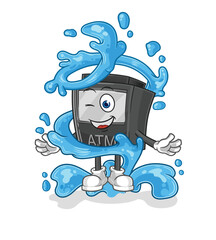 Sticker - ATM machine fresh with water mascot. cartoon vector