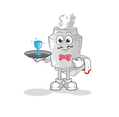 Sticker - exhaust waiter cartoon. cartoon mascot vector