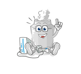 Sticker - exhaust playing video games. cartoon character