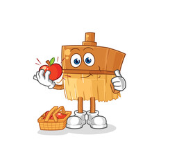 Canvas Print - paintbrush eating an apple illustration. character vector