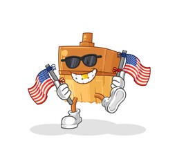 Canvas Print - paintbrush american youth cartoon mascot vector