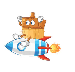 Wall Mural - paintbrush ride a rocket cartoon mascot vector