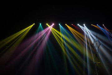 Wall Mural - colorful stage spotlights with laser radiation
