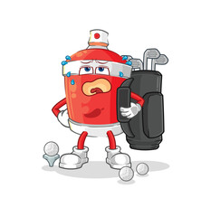 Sticker - chili spray with golf equipment. cartoon mascot vector