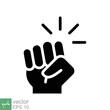 Hand knocking on door icon. Simple solid style. Knock, touch, knuckle, force, fight, fist, bump, punch, strong, knocker concept. Glyph vector illustration isolated on white background. EPS 10.