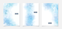 ブルーの水彩で描いたシンプルな表紙デザイン3種