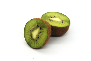 Photo material of fresh fruit kiwi on white background

