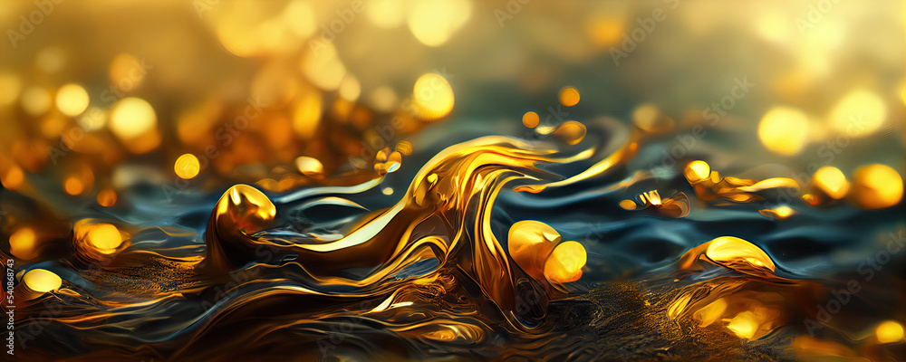 Gold abstract liquid background with waves, Generative AI Art Stock ...