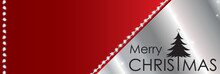 Merry Christmas Banner Mit Diamant, Strass, Strasssteine, Glas, Spiegel, Roter Hintergrund Mit Text In Schwarz