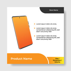 Wall Mural - Geometric square social media banner layout, product background backdrop display for ads commerce sale template in gradient yellow orange color