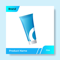 Wall Mural - Geometric square social media banner layout, product background backdrop display for ads commerce sale template in gradient blue color