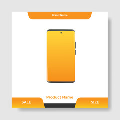 Wall Mural - Geometric square social media banner layout, product background backdrop display for ads commerce sale template in gradient yellow orange color