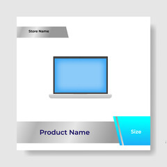 Wall Mural - Geometric square social media banner layout, product background backdrop display for ads commerce sale template in gradient blue steel color