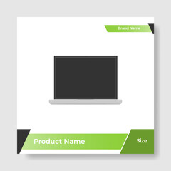 Wall Mural - Geometric square social media banner layout, product background backdrop display for ads commerce sale template in gradient green color