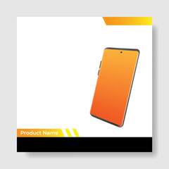Wall Mural - Geometric square social media banner layout, product background backdrop display for ads commerce sale template in gradient yellow orange color.