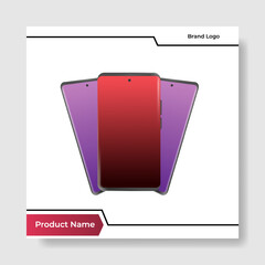 Wall Mural - Geometric square social media banner layout, product background backdrop display for ads commerce sale template in gradient red color
