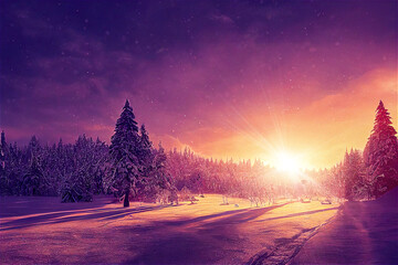 Wall Mural - Northern winter landscape