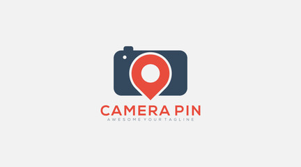 Wall Mural - Camera pin logo design icon vector template.